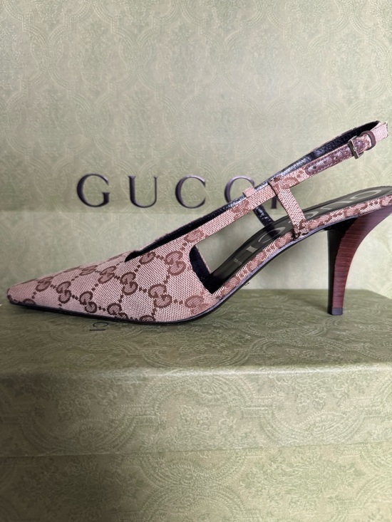 Gucci Shoes - Gucci GG Slingback Pumps EU 40.5 US 10 105mm With Box Dust Bag Shopping Bag